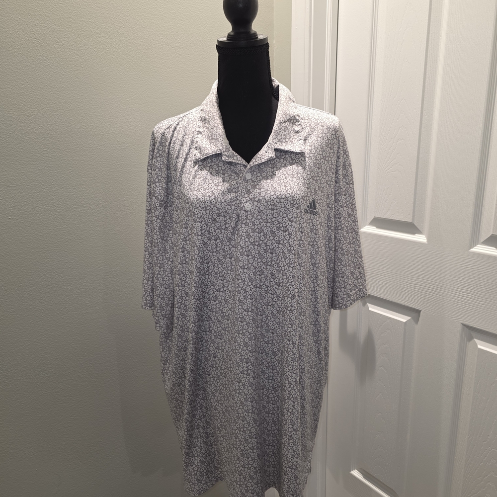 Adidas Men's Polo Shirt in White and Black Pattern